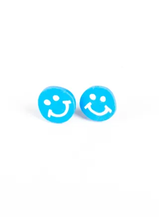 Small Silicon Earring for Baby Blue Smile Face 