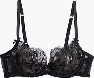 Deziree coated lace and tulle underwired bra