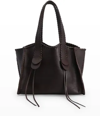 Mony Large Whipstitch Leather Tote Bag
