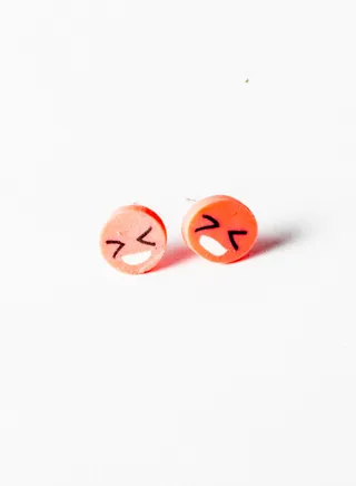 Small Silicon Earring for Baby-Premium Quality- Red Smily Face 