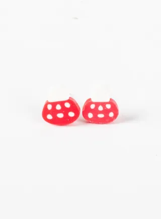 Small Silicon Earring for Baby Red Mashrom 