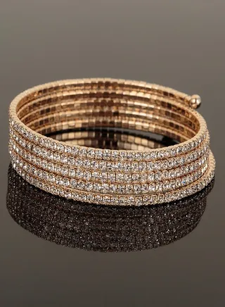 Women's Super Thin  Elastic With Clear Diamond & Stone Decoration, Shiny & Fashionable For Parties & Holidays GOLD 