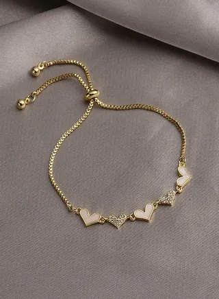 Exquisite Multi Heart Design Bracelet Alloy Jewelry Elegant Leisure Style Suitable For Women Adjustable Hand Decor 