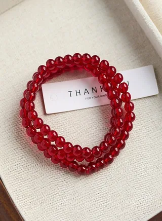 Classic Style Retro Glazed Beads Bracelets for women Lucky Jewelry Gifts Wine Red 
