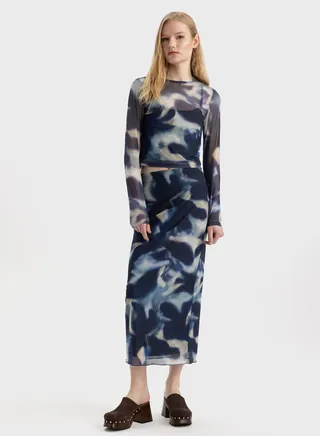 Pencil Batic Tulle Lined Normal Waist Midi Knitted 
