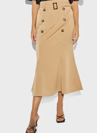 High Waist Belted Skirt 