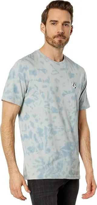 Volcom Iconic Stone Dye Short Sleeve Tee (Slate Blue) Men's Clothing