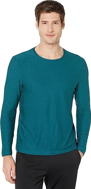 Beyond Yoga Always Beyond Long Sleeve Crew (Deep Sea Heather) Men's Clothing