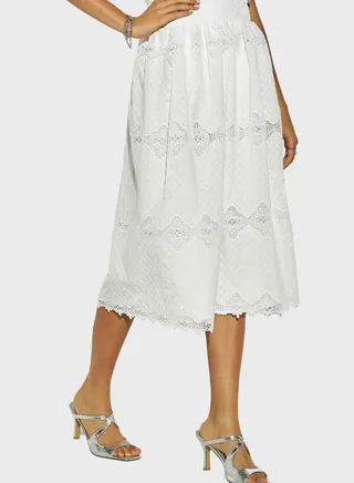High Waist Lace Detail Skirt 