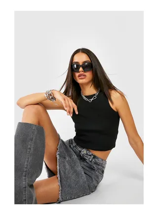 Raw Hem Denim Mini Skirt 