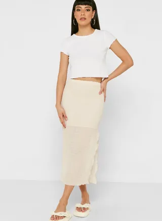 Side Slit High Waist Skirt 