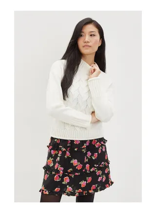 Red Ditsy Frill Mini Skirt 