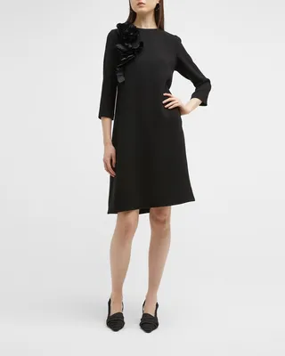 Floral Detailed Crepe Dress