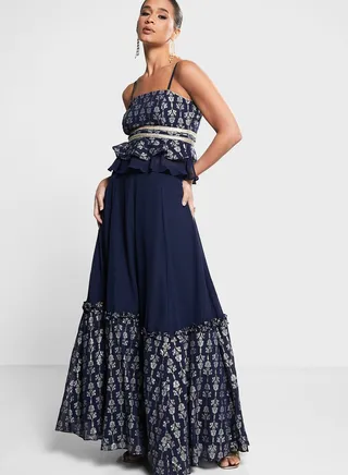 Indya X Ridhi Mehra Indya Printed Tiered Belted Skirt 