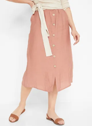 Buttoned Midi Skirt Pink 