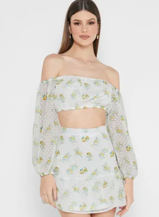 Tiered Hem Printed Skirt 
