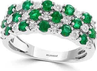 14-Karat White Gold Emerald & Diamond Ring