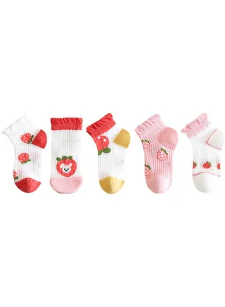 5 Pairs Of Soft Cotton Cute Pattern Socks For Baby Multicolor 