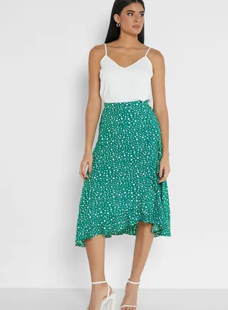 Printed Waterfall Trim Skirt 
