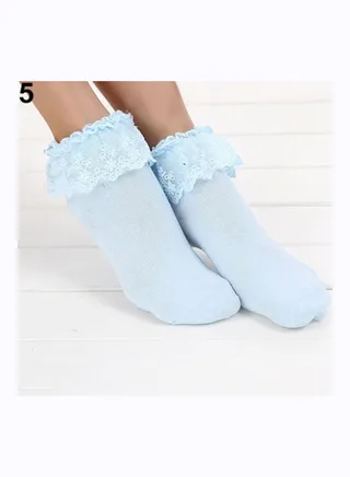 Pair Of Princess Lace Socks Sky Blue 