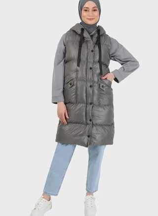 Hooded Pocket Detail Vest 