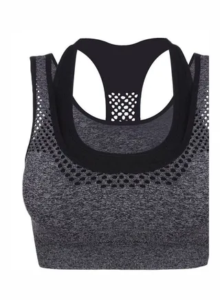 Women Sportswear Vest Running Exercise Sports Underwear Breathable Bra Top Grey 