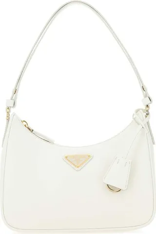 Prada Logo Plaque Zipped Shoulder Bag