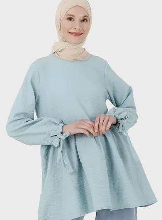 Round Neck Tie Detail Tunic 