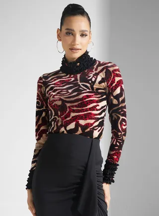 High Neck Printed Top 