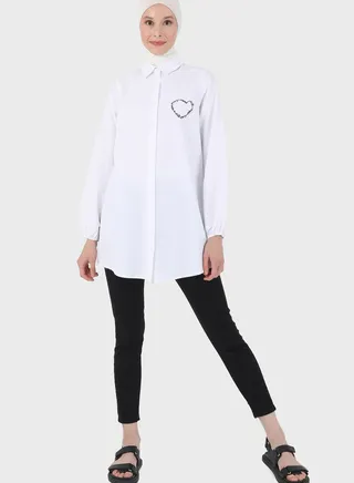 Embroidered Button Down Tunic 