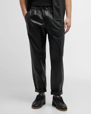 Men's Leather Jogger Pants