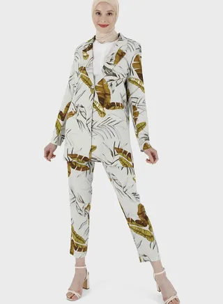 Printed Pocket Detail Coat 