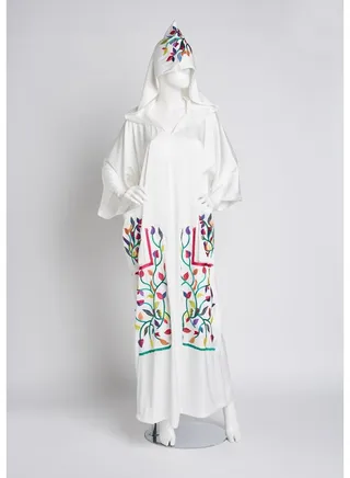 Floral Embroidered Kaftan White 