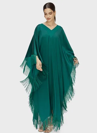 Cape Sleeve Fringe Kaftan 
