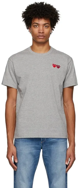 Comme des Garçons Play Grey Double Heart T-Shirt