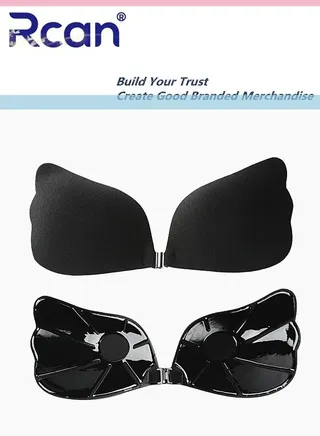 Women's Strapless Adhesive Airfoil Bra Invisible Lifting Push Up Chest Covering Seamless Edge Underwear Reusable for Backless Sling Skirt Wedding Dress Bikini 