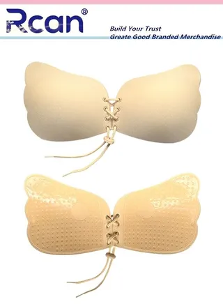 Women's Strapless Adhesive Airfoil Drawstring Bra Invisible Lifting Push Up Chest Covering Seamless Edge Adjustable Underwear Reusable for Backless Sling Skirt Wedding Dress Bikini 