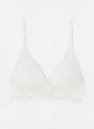 Lace Detail Padded Bralette White 