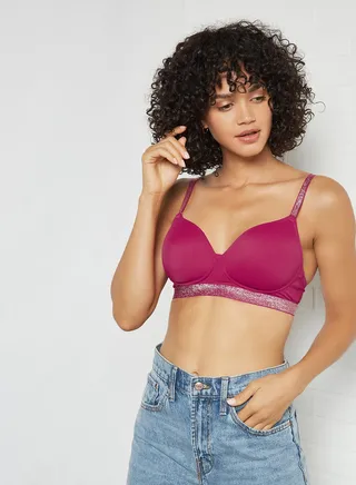 Shine & Shimmer Padded Non-Wired T-Shirt Bra Cerise 