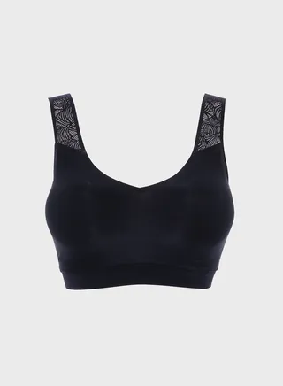 Soft Stretch Padded Lace Bra Black 