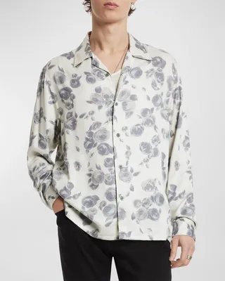 Men's Charlie Printed Camp-Collar Shirt
