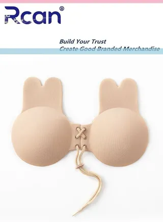 Women's Strapless Adhesive Drawstring Bra Invisible Lift Push Up Bra Seamless Edge Adjustable Lingerie Reusable Backless Slip Dress Wedding Dress 