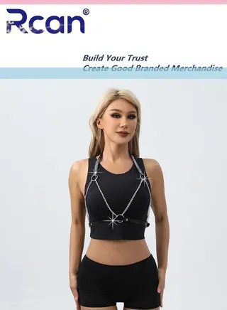 PU Leather Ladies Underwear Hollow Out Chain Link Corset Circle Bra Body Accessories For Women Girls 