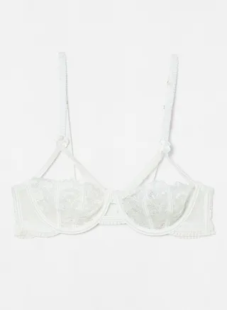Lace Detail Balconette Bra White 