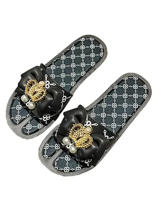 Ladies Fashion Summer Bow Slippers Outdoor or Indoor Flat Beach Sandals 