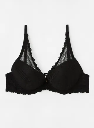 Lace Detail Padded Bralette Black 
