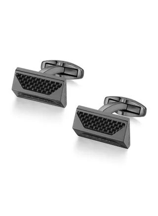 Geometric Metal Cufflinks For Men Black Metal Plated 