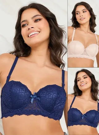Pack of 2 - All Over Lace Balconette Bra 
