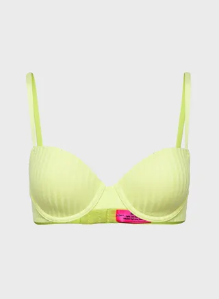 Ribbed Balconette Bra Neon Yellow 