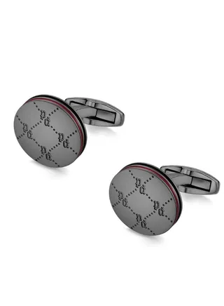 Iconic Monogram Cufflinks For Men Black Metal Plated 
